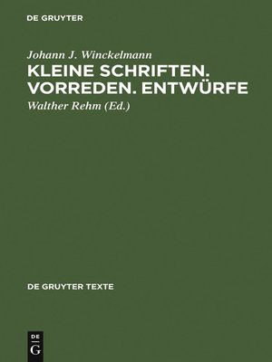 cover image of Kleine Schriften <li> Vorreden <li> Entwürfe